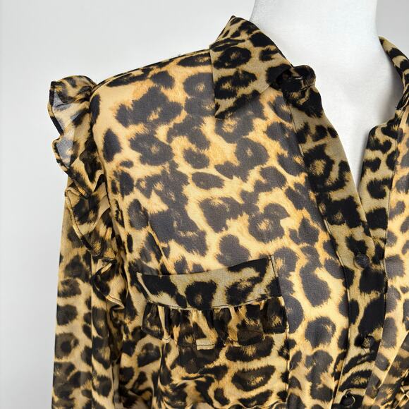 Misa Los Angeles Leopard Print Midi Dress Size Small Boho Statement Flowy Sheer - Picture 4 of 16